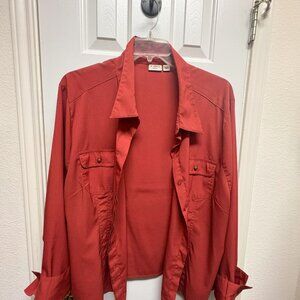 Catos Deep Burnt Red Orange Color Plus Size 26/28 with long sleeves 2 pockets
